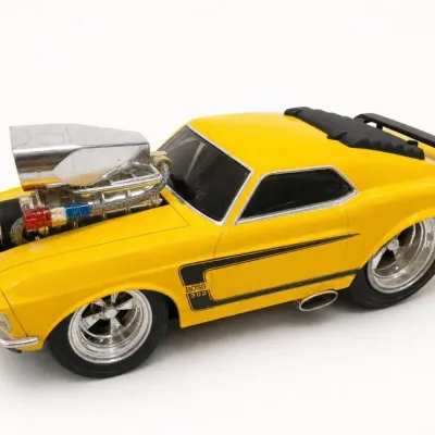Yellow Boss 302 Model Car With Exposed Engine