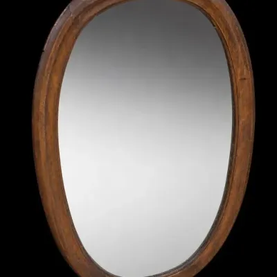 Oval Wood-Framed Wall Mirror