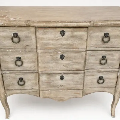 Distressed Wood Six-Drawer Dresser With Metal Pulls