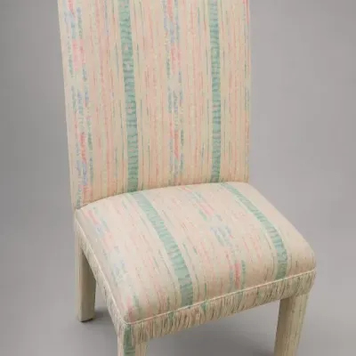 Upholstered Side Chair With Pastel Striped Fabric