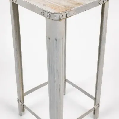 Metal and Wood Industrial-Style Side Table