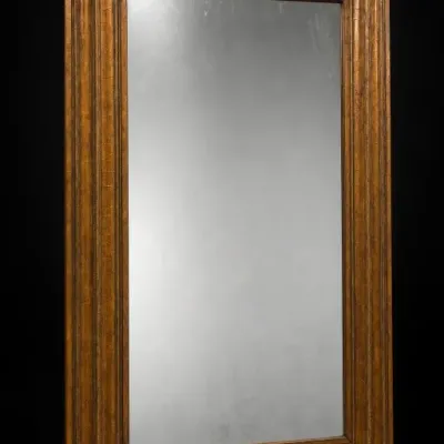 Rectangular Wood-Framed Wall Mirror