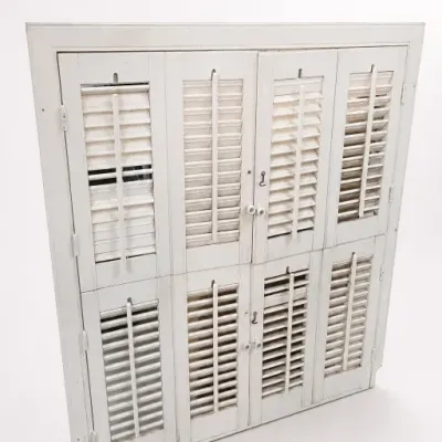 White Painted Wood Shuttered Window Panel