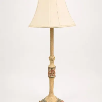 Painted Table Lamp With Cream Shade