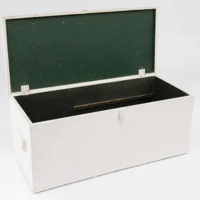 White Painted Wooden Storage Trunk
