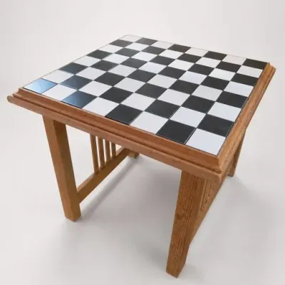 Wooden Chess and Checker Game Table