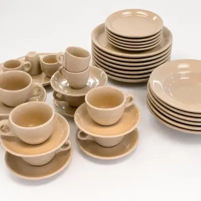 Beige Ceramic Dinnerware and Coffee Cup Set
