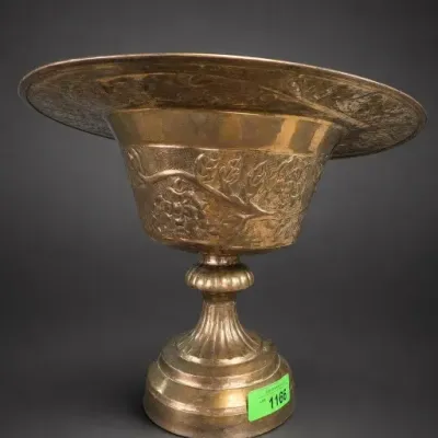 Embossed Metal Pedestal Compote Bowl