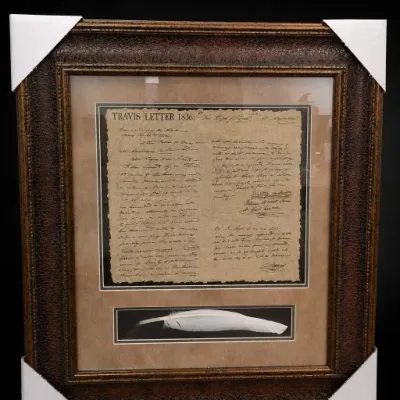 Framed Travis Letter Print With Feather Replica
