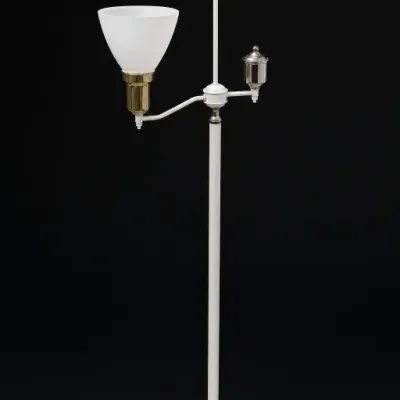 White Metal Floor Lamp With Glass Shade