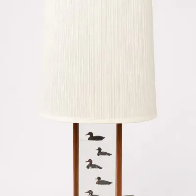 Table Lamp With Duck Motif and Pleated Shade
