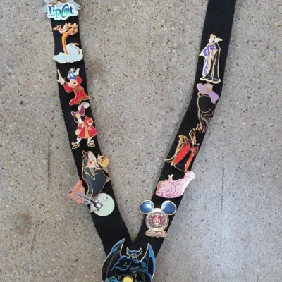 Disney Character Enamel Pin Collection on Lanyard