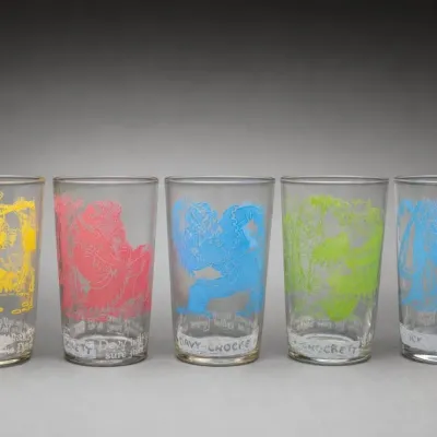 Set of Five Colored Character Glasses