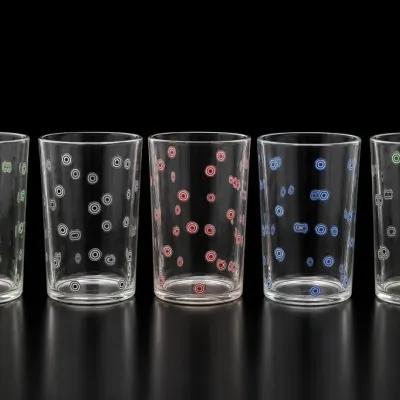 Sale Photo Thumbnail #111: Set Of Five Patterned Glass Tumblers