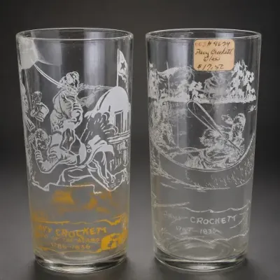 Sale Photo Thumbnail #251: Davy Crockett Themed Glass Tumblers Pair