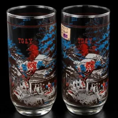 Sale Photo Thumbnail #278: Pair of TG&Y Scenic Printed Glass Tumblers