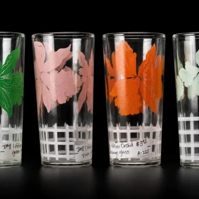 Sale Photo Thumbnail #195: Set Of Four Floral Patterned Drinking Glasses