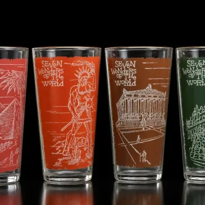 Sale Photo Thumbnail #114: Seven Wonders of the World Glass Tumbler Set