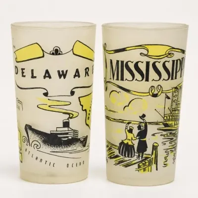 Sale Photo Thumbnail #153: Delaware and Mississippi Souvenir Glass Tumblers