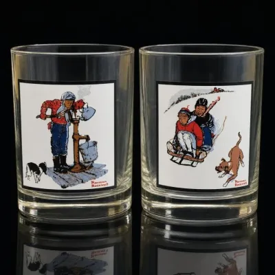 Sale Photo Thumbnail #118: Pair of Norman Rockwell Glass Tumblers