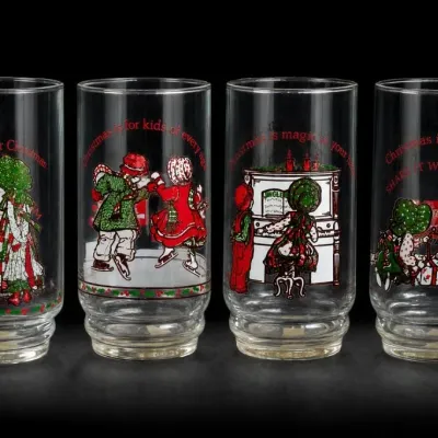 Sale Photo Thumbnail #270: Set of Four Christmas-Themed Glass Tumblers