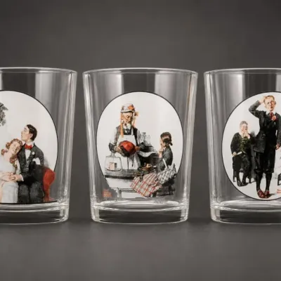 Sale Photo Thumbnail #233: Set of Three Glass Tumblers With Norman Rockwell Illustrations