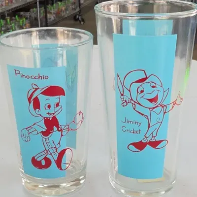 Sale Photo Thumbnail #318: Pinocchio and Jiminy Cricket Glass Tumblers