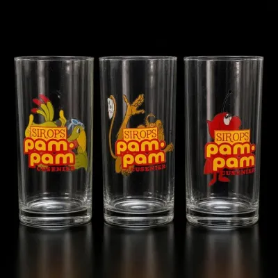 Sale Photo Thumbnail #36: Sirop Pam Pam Printed Glasses Set of Three