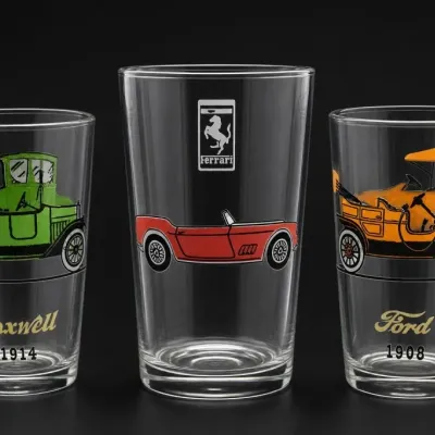 Sale Photo Thumbnail #360: Ferrari and Classic Car Glass Tumblers Trio