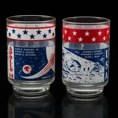Sale Photo Thumbnail #101: Apollo 14 and Apollo 12 Glass Tumblers