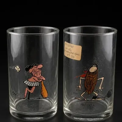 Sale Photo Thumbnail #279: Pair of Cartoon Character Glass Tumblers