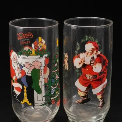 Sale Photo Thumbnail #346: Coca-Cola Santa Claus Glass Tumblers Pair