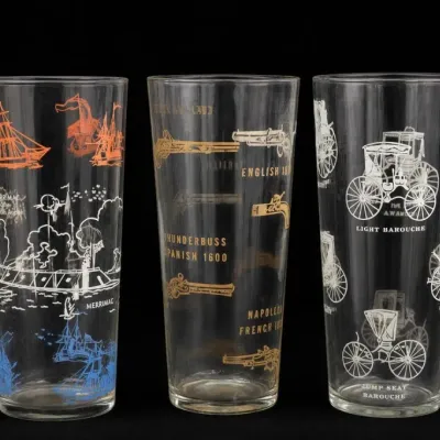Sale Photo Thumbnail #359: Assorted Printed Glass Tumblers With Historical Motifs