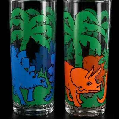 Sale Photo Thumbnail #387: Pair of Dinosaur Motif Glass Tumblers