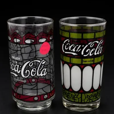 Sale Photo Thumbnail #320: Pair of Coca-Cola Stained Glass Design Glasses