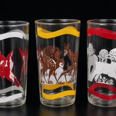 Sale Photo Thumbnail #305: Set of Three Animal Motif Glass Tumblers