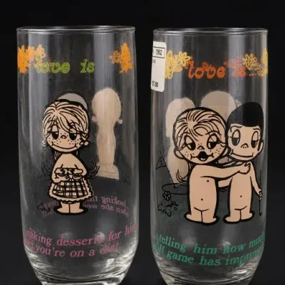 Sale Photo Thumbnail #252: Love Is Cartoon Glass Tumbler Pair