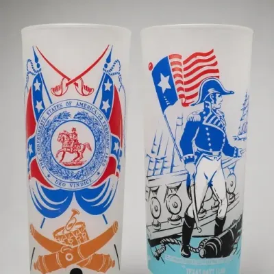 Sale Photo Thumbnail #319: Pair of Frosted Glasses With Patriotic Graphics
