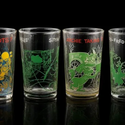 Sale Photo Thumbnail #50: Set of Four Flintstones Character Glasses