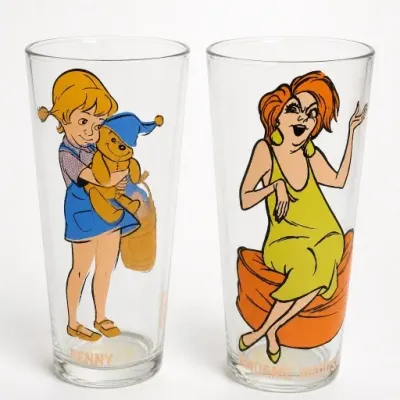 Sale Photo Thumbnail #234: Pair of Cartoon Character Glass Tumblers
