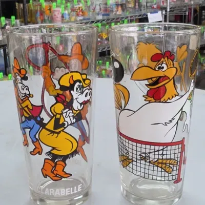 Sale Photo Thumbnail #379: Clarabelle and Chicken Character Glass Tumblers