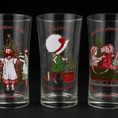 Sale Photo Thumbnail #248: Set of Three Christmas Holly Hobbie Glasses