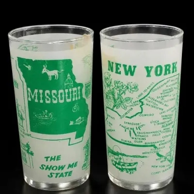 Sale Photo Thumbnail #369: Missouri and New York Souvenir Glasses Pair