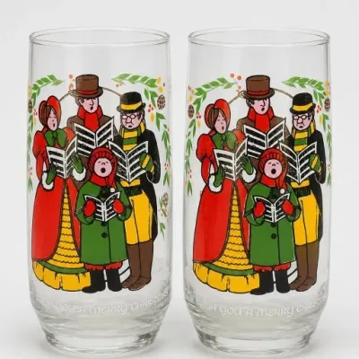 Sale Photo Thumbnail #304: Pair of Christmas Caroler Glass Tumblers