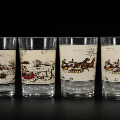 Sale Photo Thumbnail #220: Currier & Ives The Sleigh Race Glass Tumblers Set