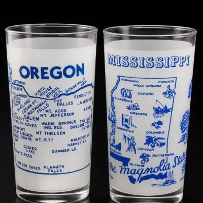 Sale Photo Thumbnail #370: Oregon and Mississippi Souvenir Glass Tumblers