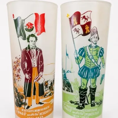Sale Photo Thumbnail #224: Pair of Texas History Frosted Glasses