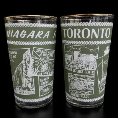Sale Photo Thumbnail #250: Toronto and Niagara Falls Souvenir Glass Tumblers Pair