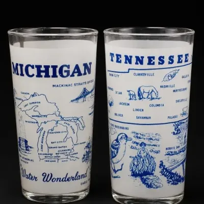 Sale Photo Thumbnail #371: Michigan and Tennessee Souvenir Glasses Pair