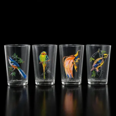 Sale Photo Thumbnail #113: Set of Four Bird Motif Drinking Glasses